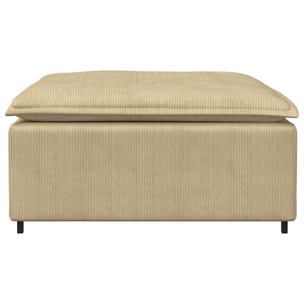 Sofá modular, módulo reposapiés, color verde grisáceo con acolchado de tela de pana 100 x 100 x 48 cm, marco de metal, taburete para salón, ergonómico y flexible
