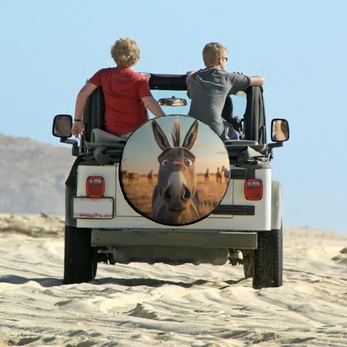 Image of Happy Donkey Heavy Duty Spare Tire Cover Donkey Lovers Wheel Tire Cover Waterproof Sun Protection Universal Fit for Trailer SUV Truck Camper Travel Trailers 12 Inch