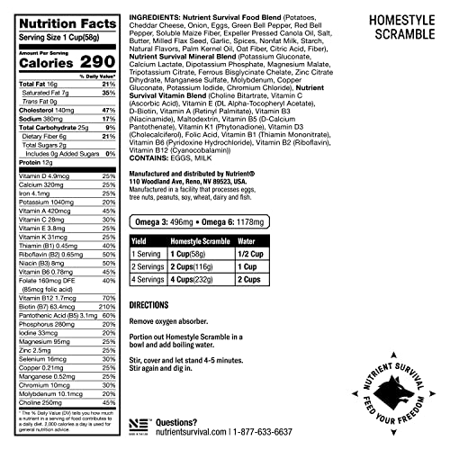 Nutrient Survival Homestyle Scramble Freeze Dried Breakfast Skillet