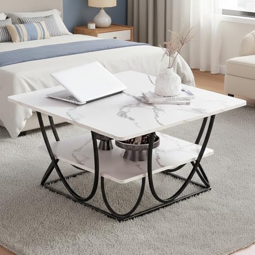 Image of Round Storage Coffee Table Contemporary Coffee Table for Living Room Wood Top with Metal Frame (SQ Black W)