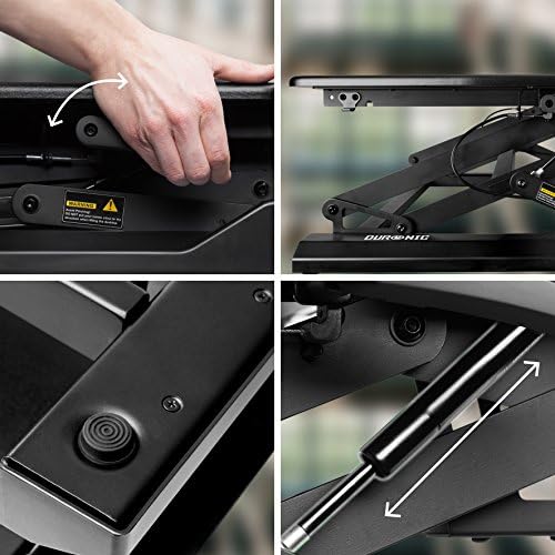 Duronic Corner Sit-Stand Desk DM05D5 | Height Adjustable | Office Workstation | 110x41cm Platform | Raises 15-50cm | Riser for PC Computer Screen, Keyboard, Laptop | Ergonomic Desktop Table Converter