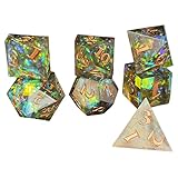 Harilla きん 7xアクリルグリッターポリルダイスDNDダイスセットシャープエッジ D8 2X0 2 07-ダイフォーエンターテインメントDNDRGボードゲーム, ブラックブルー