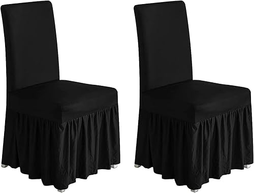 molasofa Juego de 2 fundas para sillas de comedor, fundas elásticas para sillas con falda para cocina, protectores de asiento de cocina, decoración