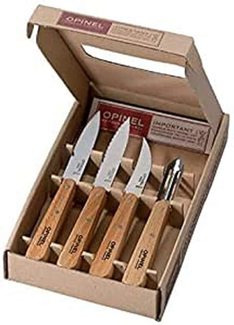 Opinel Beech Wood Kitchen Knife Set - Brown