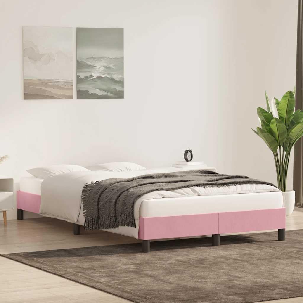 Velluto Morbido con Base a Doghe Letto Matrimoniale Rosa 120x210 cm