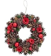 LOWYA Christmas Wreath, 13.0 inches (33 cm), Stylish, Cute, Pine Cone Cone, Natural Material, Decoration, Entrance Door, Wall Mounted, Interior Decoration, Stores, Corporate Use, Commercial Use, Shop Use, Gift,