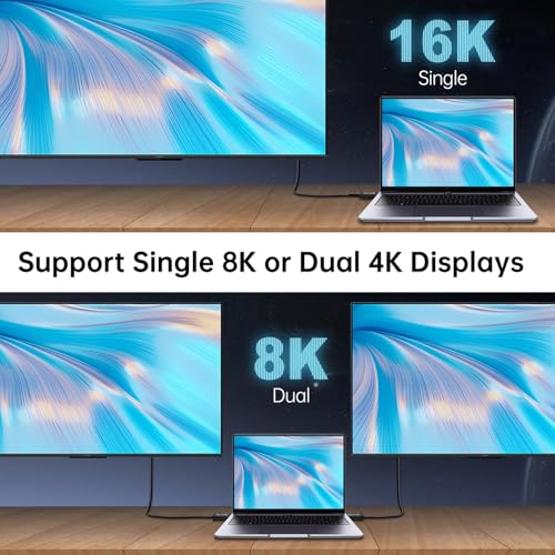 Image of [80Gbps Data Sync] Compatible with Thunderbolt 5 Cable 3.3FT /1M Support 240W Charging and 16K / Dual 8K displays for MacBook, Mac mini, Thunderbolt 4 /3 Monitor