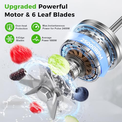 Image of Kitchen Blender, 101oz Smoothie Blender Large Capacity, 2400W Smoothies Blenders, Juice&Grinder Jar Combo, BPA-Free, 25000 RPM Professional Blenders, Ice Crushing, Frozen Fruit (Gray, 3L)