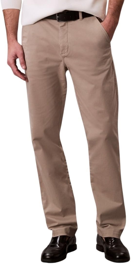 Calvin Klein Men’s Signature Slim Fit Cotton Chinos, Beige (Vintage Khaki), 32W/35L