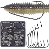 Ewg-Hooks-for-Bass-Fishing-Texas-Rig-Hooks-Offset-Extra-Wide-Gap-Plastic-Worm-Hook Set Freshwater Bass Rubber Worms Bulk Big Fish Swim Bait Lures Hook Kit 1/0 2/0 3/0 4/0 5/0 6/0 50 Pack