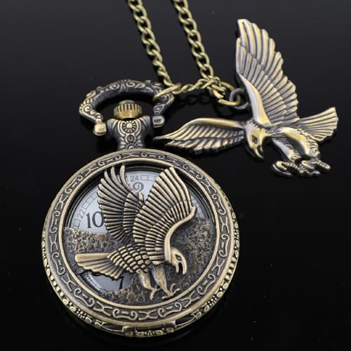 Image of Tiong Pocket Watch Pattern Vintage Quartz Pocket Watches with Chain Christmas Graduation Birthday Gifts Fathers Day