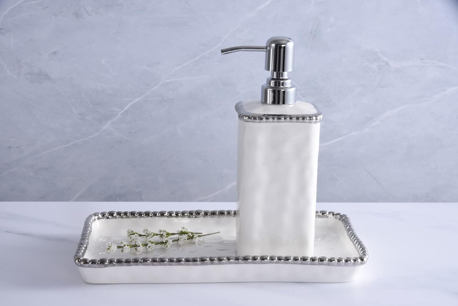 Pampa Bay Vanity Accessories with Silver Beads Soap Pump