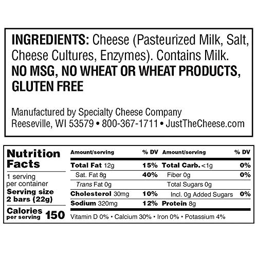 Just the Cheese Bars 10-pack, Crunchy Baked Low Carb Snack Bars. 100% Natural Cheese. High Protein and Gluten Free (Grilled Cheese)