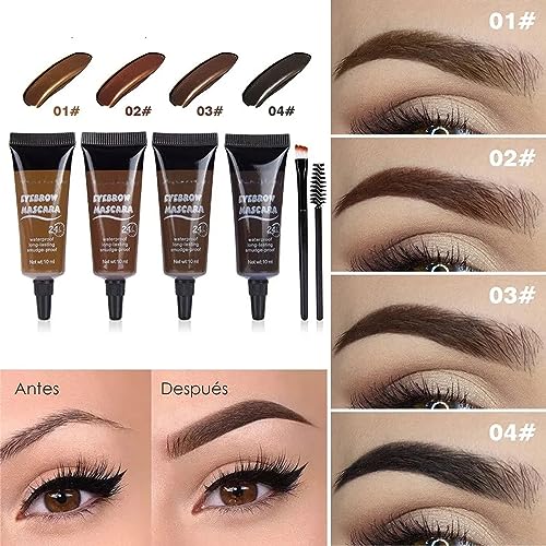 Gel de Cejas Perfectas. Maquillaje para Cejas Duración 24h. Mascara Tinte Fijador para Cejas. Professional Makeup con Pincel y Cepillo Cejas. Color Oscuro Negro. (4) - imagen 3