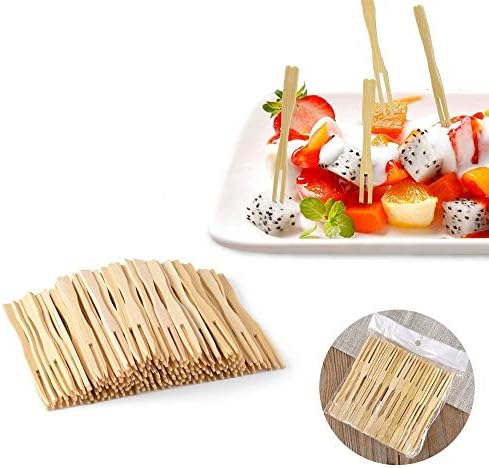 Bamboo Forks,3.5 inch,200 PCS, Mini Food Picks Skewers for Appetizer, Fruit, Pastry, Dessert, Garnish, Sandwich (200 Pcs)