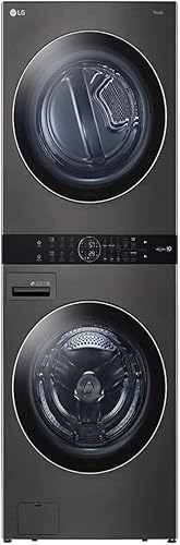 LG WKGX201HBA - Torre de lavado inteligente de 27 pulgadas con capacidad de arandela de 4.5 pies cúbicos, capacidad de secadora de 7.4 pies cúbicos,