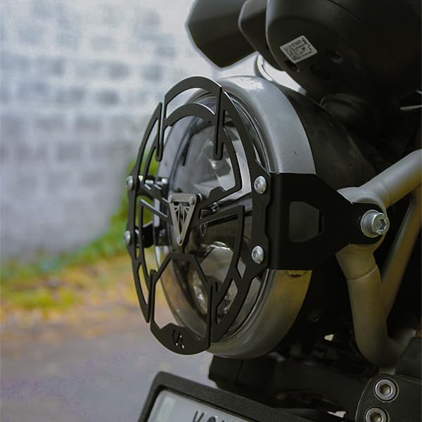 Image of Headlight Guard | Headlight Protector Grill | Guard Compatible with Triumph Speed 400 | speed T4 | Scrambler 400X | Scrambler 400XC (Black, Pack of 1)