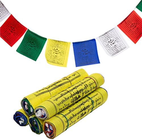 Tibetische Gebetsfahnen - Handgefertigt in Nepal Wind Horse Peace Flag Affirmation 5 Rollen