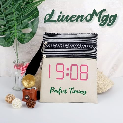 Perfect Timing 1908 Messenger Bag Small Ethnic Pattern Printed Adjustable Strap Crossbody Zipper Bag Sorority AKA Phone Bag Wallet Cute Shoulder Handbag for Women 5