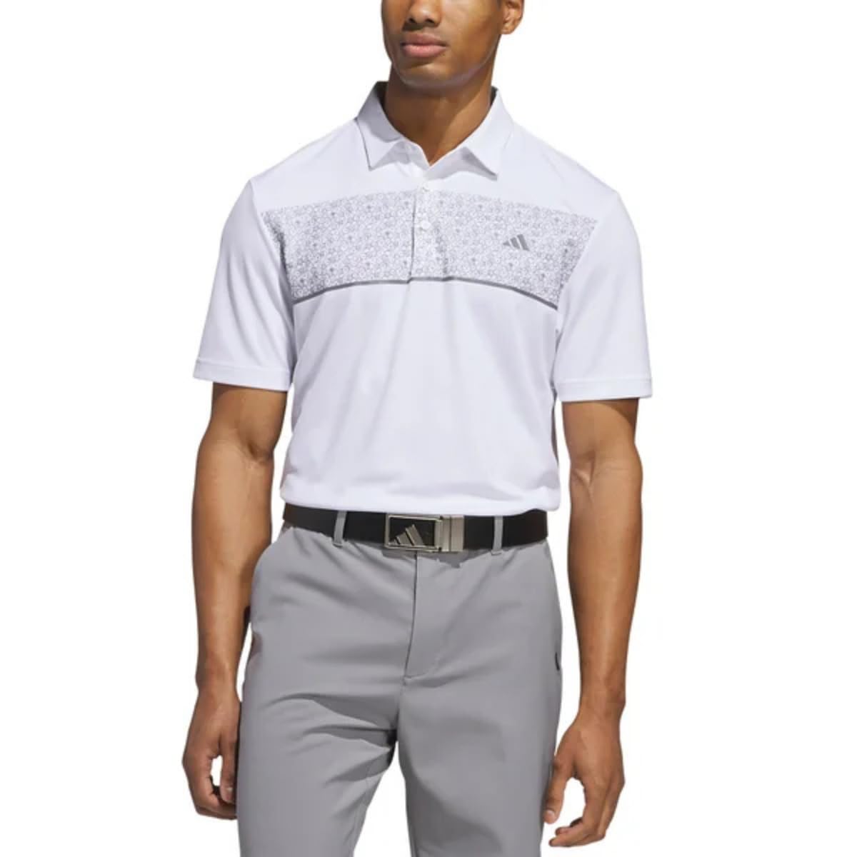 adidas Mens Core Chest Stripe Polo Shirt, White, Large