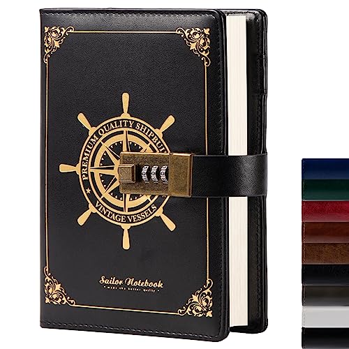 Image of TIEFOSSI Journal With Lock-Journal For Boys-Travel Sailor Writing Diary With Lock-B6 Personal Planner Organizers-As Gift For Girls Women Men, 7.87 X 5.51 In, 224 Pages