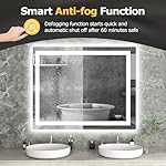 40X32 LED Bathroom Mirror with Lights, Anti-Fog, Dimmable, Backlit + Front Lit, Smart Bathroom Vanity Mirror, Memory Function, Shatterproof, Tempered Glass (Horizontal/Vertical) - Image 3