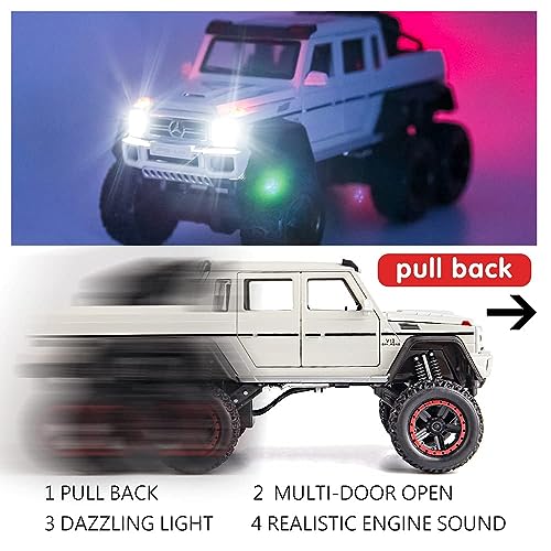 Image of ARNIYAVALA Diecast Toy Car1 /32 Benz G63 AMG 6x6 V12 Off-Road Pickup Scale Model,Pull Back Vehicles Alloy Simulation Supercar with Lights and Sound Also for Car Dashboard,Kids,Adult
