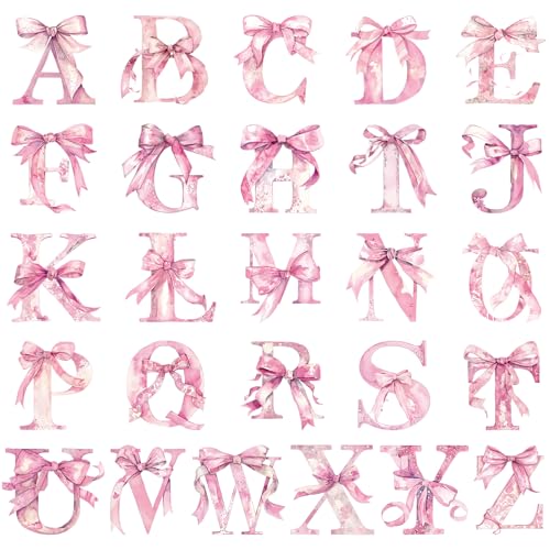 Calcomanías para pared letras ABC con lazo rosa miniatura 1