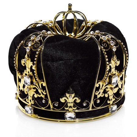 Anderson's Black Crown with Gold Trim and Rhinestone Accents, King Crown For Prom, Homecoming, School Dance, Costume, Party, Pageant, Event, Halloween, Birthday, Mardi Gras