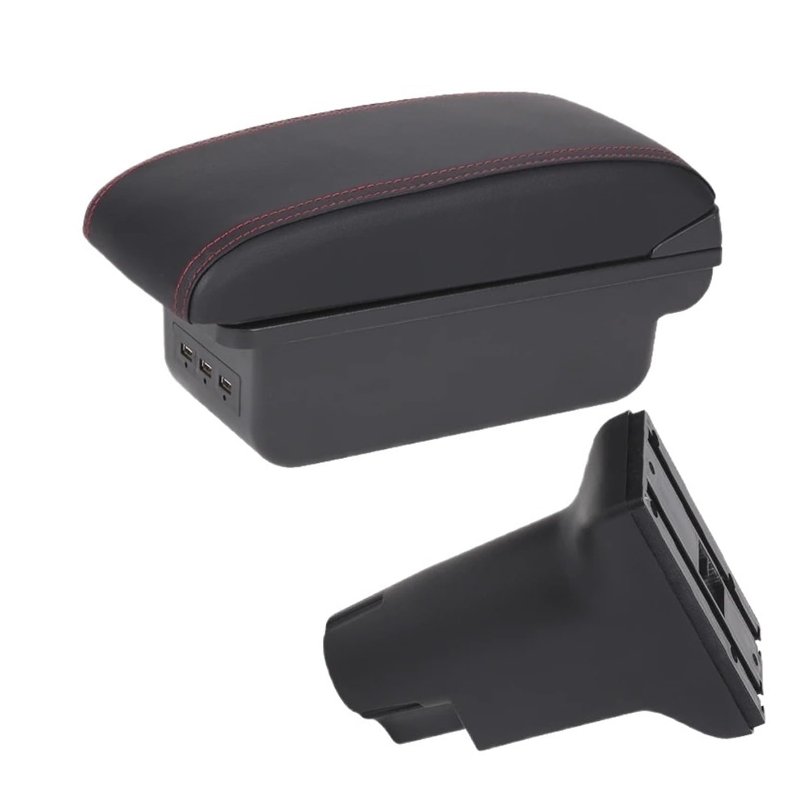 GBGWRMRYX Center Armrest Box For Fiat 500 For Fiat For CRONOS Car Armrest Box Dedicated Heighten Interior Details Retrofit Storage Box Accessories Arm Rest(B1 Black red 3USB)