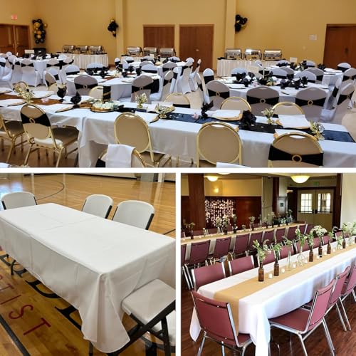 image for FINDYOU 10 Pack White Table Cloth Rectangle Table Cloths for 8 Foot Re