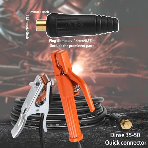 JIAONE Welding Electrode Holder,Welding Ground Clamp, With cable 25mm ² 6.56+16.4FT, Ultra Long Cable, Dinse 35-50 Connector, Anti Scald And Anti slip handle, Suitable For Welding machine (2+5meter) by JIAONE - Image 3