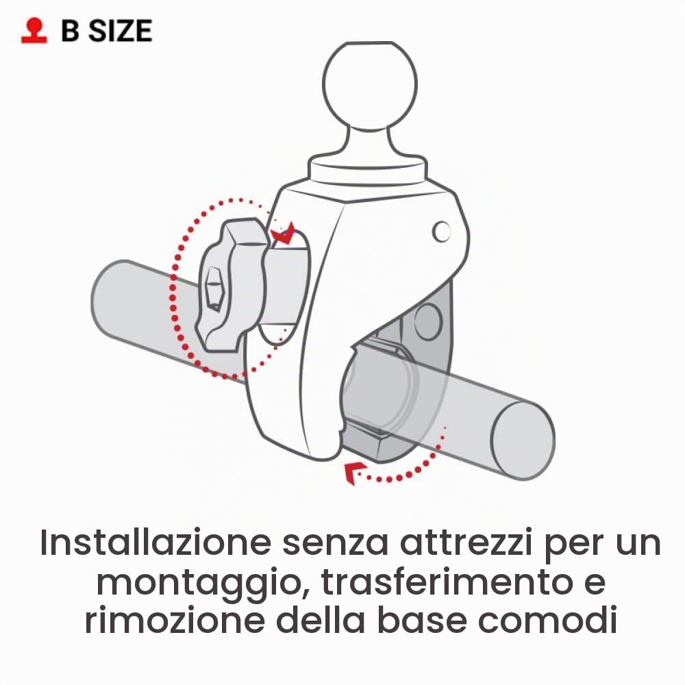 Supporti RAM (RAP-B-400U), Piccola articolazione con Una Sfera in Gomma di Diametro da 2,5 cm | Adatto a binari e barre da 1,587 a 2,90 cm, base a morsetto composita per sistemi RAM Mounts