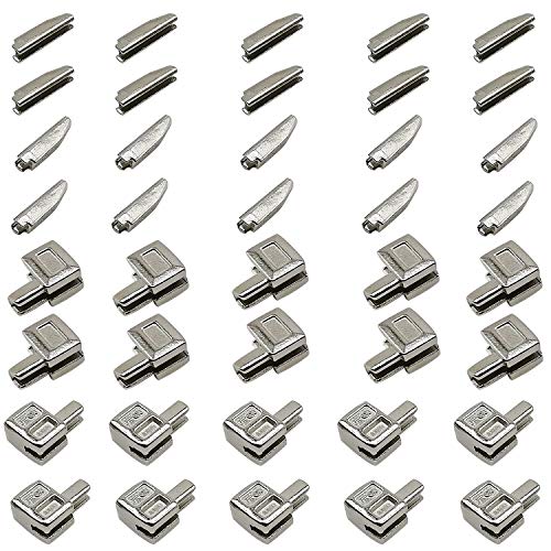 JOSDIOX 5 Metal Zipper Latch Slider Retainer Box Insertion Pin Zippers Bottom Zip Stopper for Metal Zipper Repair (Silvery 20 Sets)