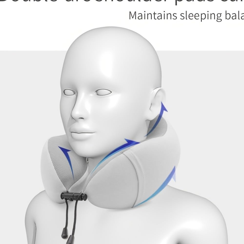Almohada de cuello de espuma viscoelástica para viajes y dormir, portátil y cómoda para uso en avión y coche