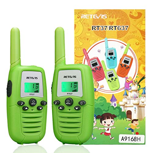Retevis RT637 Walkie Talkie Niños, Walkie-Talkie para Niños, PMR446 16 Canales VOX Linterna Operación Fácil, Juguete de Regalo para Niños Niñas Camping, Senderismo, Aventura(Verde, 1 par)