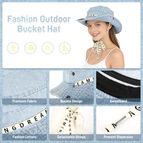 Image of SANNIDHI Sun Hats for Women Bucket Hat for Women, Wide Brim Summer UV Protection Beach Hat, Outdoor Casual Womens Hats with Chin Strap, Fashion Ladies