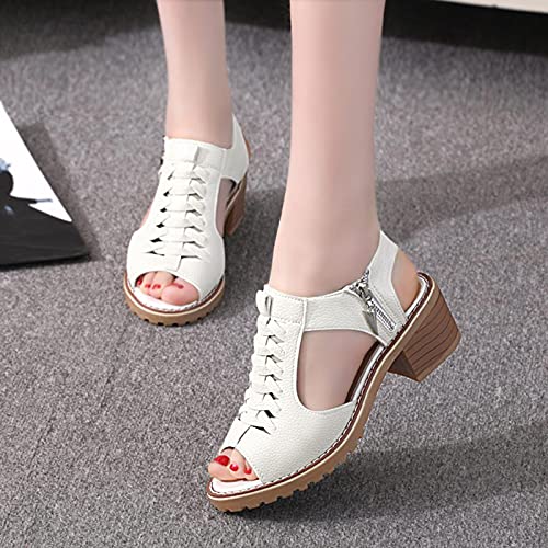Pbnbp Summer Womens Heeled Sandals Casual Fashion Low Chunky Block Heel Backstrap Sandals Cross Strap Side Zip Cut Out Dressy Sandalias Trendy Peep Toe Beach Shoes thumb #2