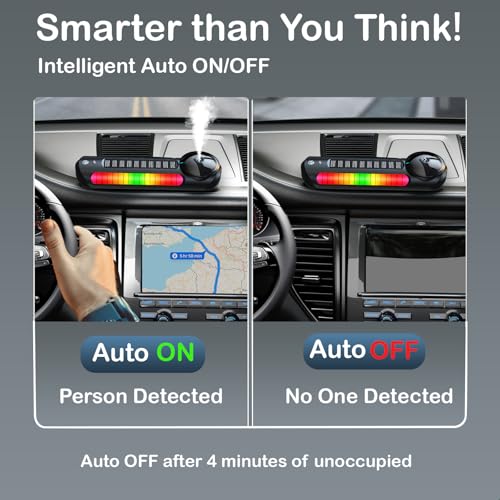 Image of Solar Smart Car Air Freshener, Car Diffuser with Auto On /Off, Aluminum Alloy, 3 Mode Adjustable, Built-in Battery, Ambient Light, Essential Oil Diffuser Car Accessories for Men Blue