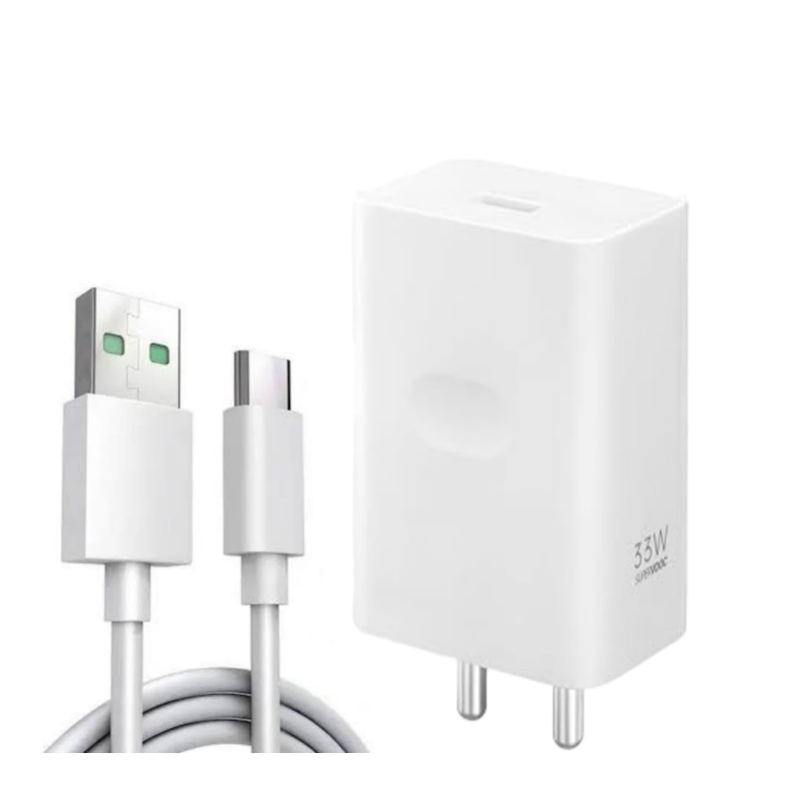 Original 33W Charger SUPERVOOC Fast Charging Adapter with Op-po F19 Pro/F23 5G/F21 Pro/F21s Pro/A57e/A76/A77s/A78/A96/F19/F19s/K10 5G Cable (White) Adapter & Cable. (FIX215)