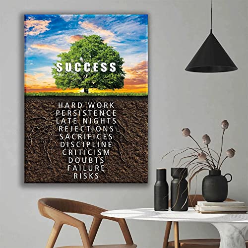 Motivational Wall Art, Inspirational Wall Art, Landscape Success Tree Positive Affirmations Quotes Wall Art Decor, 16X24 Inch Unframed, Inspirational Motivational Positive Quotes Canvas Wall Art Decor Poster For Men Office Bedroom Living Room Wall Art Decor #TOP5