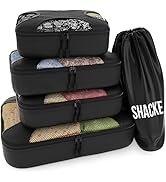 Shacke Pak - 5 Set Packing Cubes - Travel Organizers with Laundry Bag (Black)