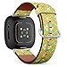 CJBROES Replacement Leather Watch Band, Compatible with Fitbit Versa 3 and Fitbit Sense of Wristband Bracelet Accessory - Colorful Zigzag Design