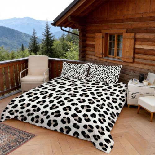 Housse de couette 200x200 léopard pour literie sans repassage