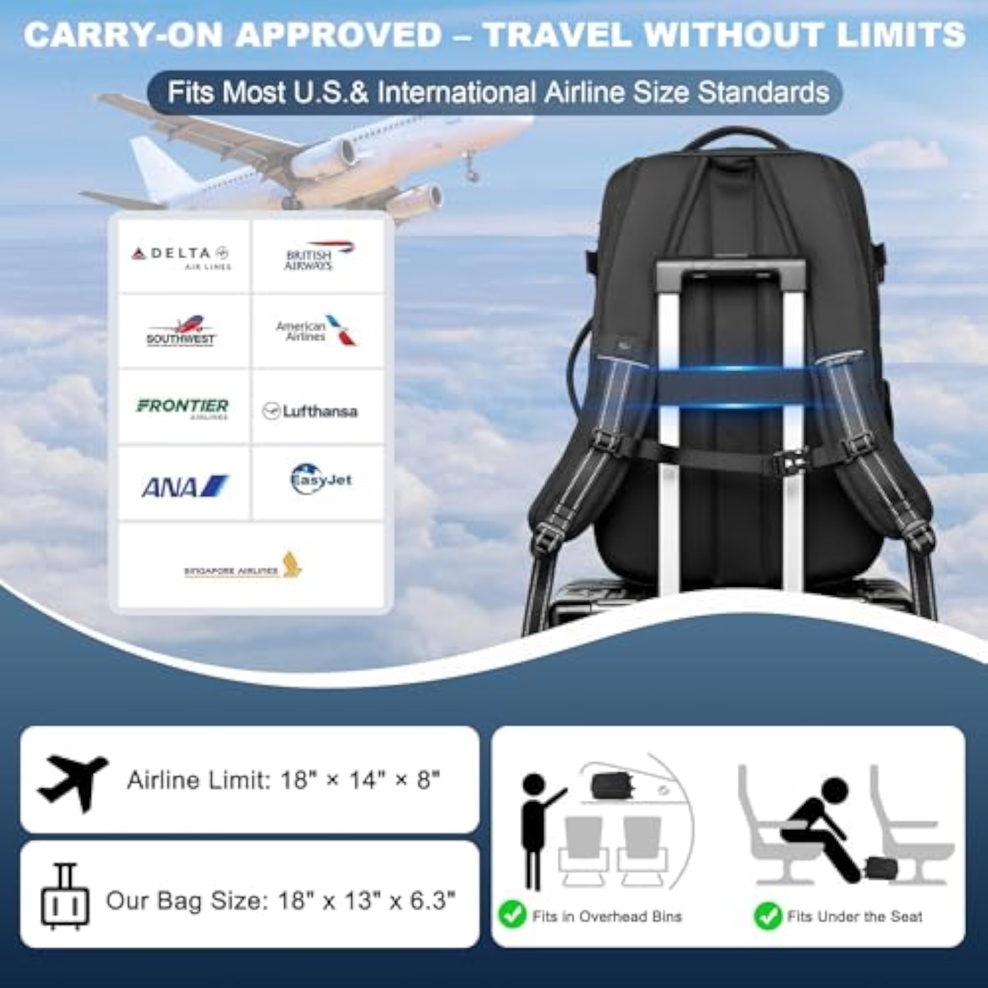 60L Expandable Vacuum Travel Backpack with Pump, Versatile Carry-On