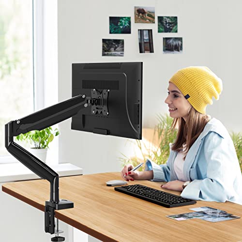 Mountup Ultrawide Single Monitor Arm For Max 35 Inch Screen, Heavy Duty Monitor Desk Mount Support 6.6-30.9Lbs, Gas Spring Computer Monitor Stand Holder, Vesa Bracket With Clamp/Grommet Base, Black #TOP6