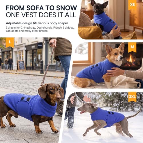 Image of Queenmore Small Dog Sweater,Fleece Dachshund Sweater Jacket with Leash Hole