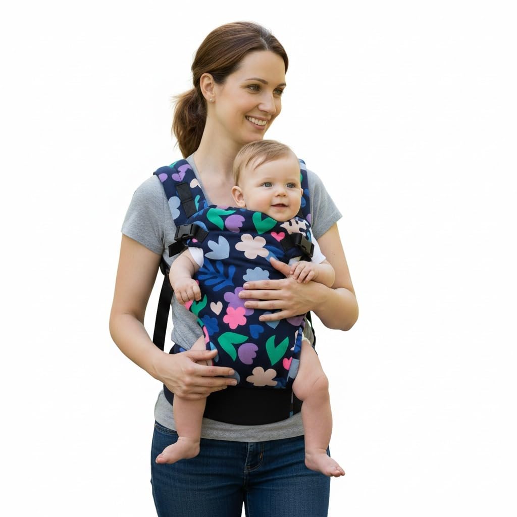 My Giraffe Skippy 4 in 1 Baby Carrier, Navy Flower Print