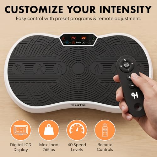 Hurtle Fitness Vibration Platform Workout Machine | Exercise Equipment For Home | Lymphatic Drainage |Weight Loss Fat Burner & Toning for Women & Men Includes Remote Control & 2 Balance Straps by Hurtle - Used condition - Image 5