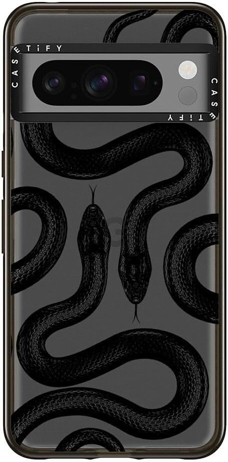 CASETiFY Impact Case for Google Pixel 8 Pro - Black Kingsnake - Clear Black